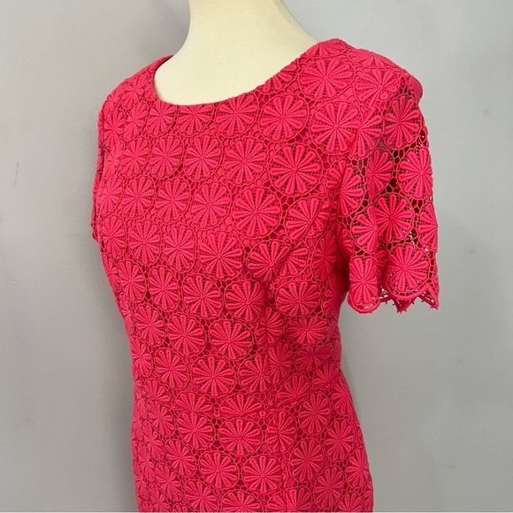 NWT Talbots Pink Midi Floral Lace Fitted Preppy Day Dress Brunch Shower Career - Picture 9 of 15